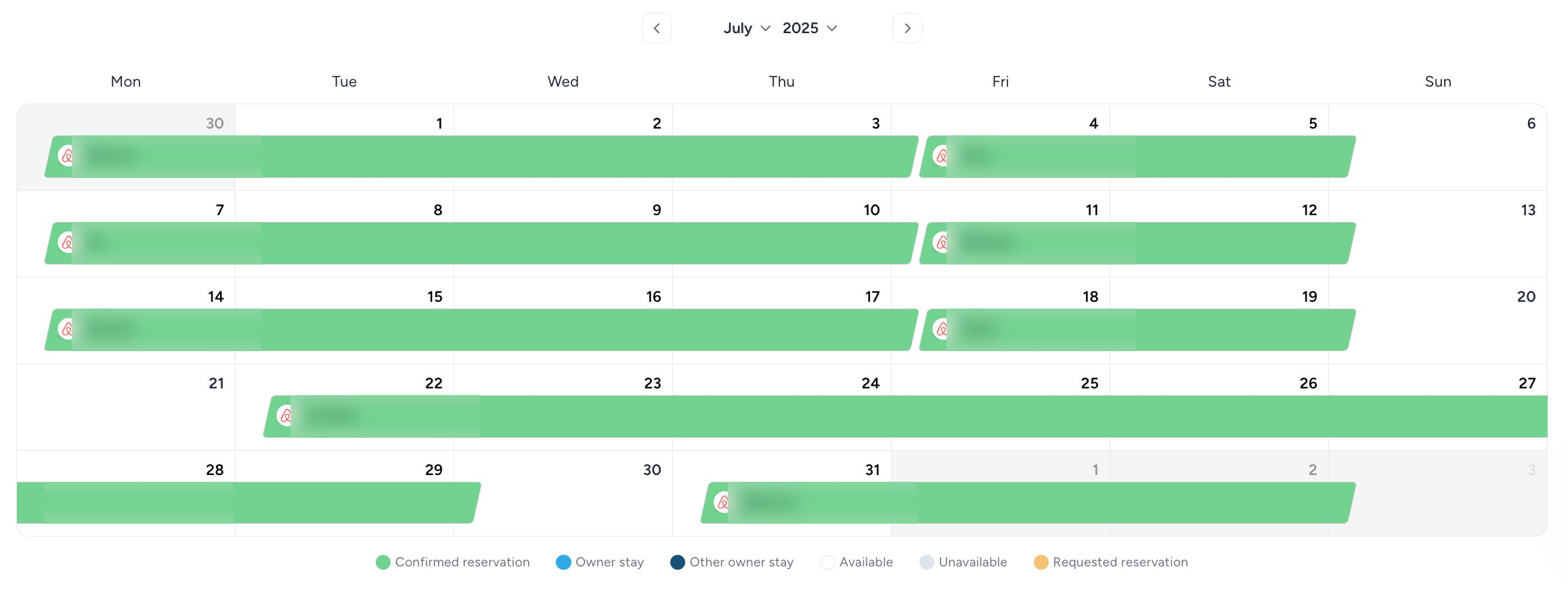 Booking calendar, booked solid