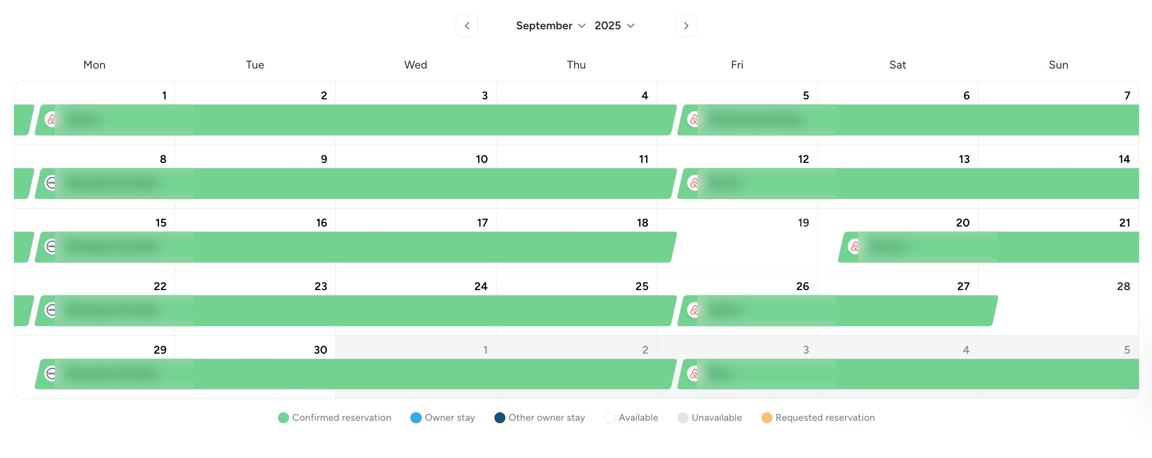 Booking calendar, booked solid
