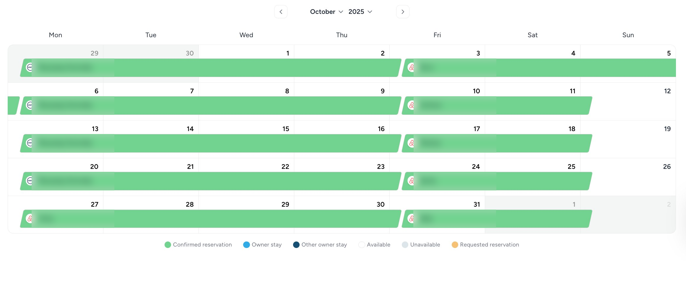 Booking calendar, booked solid