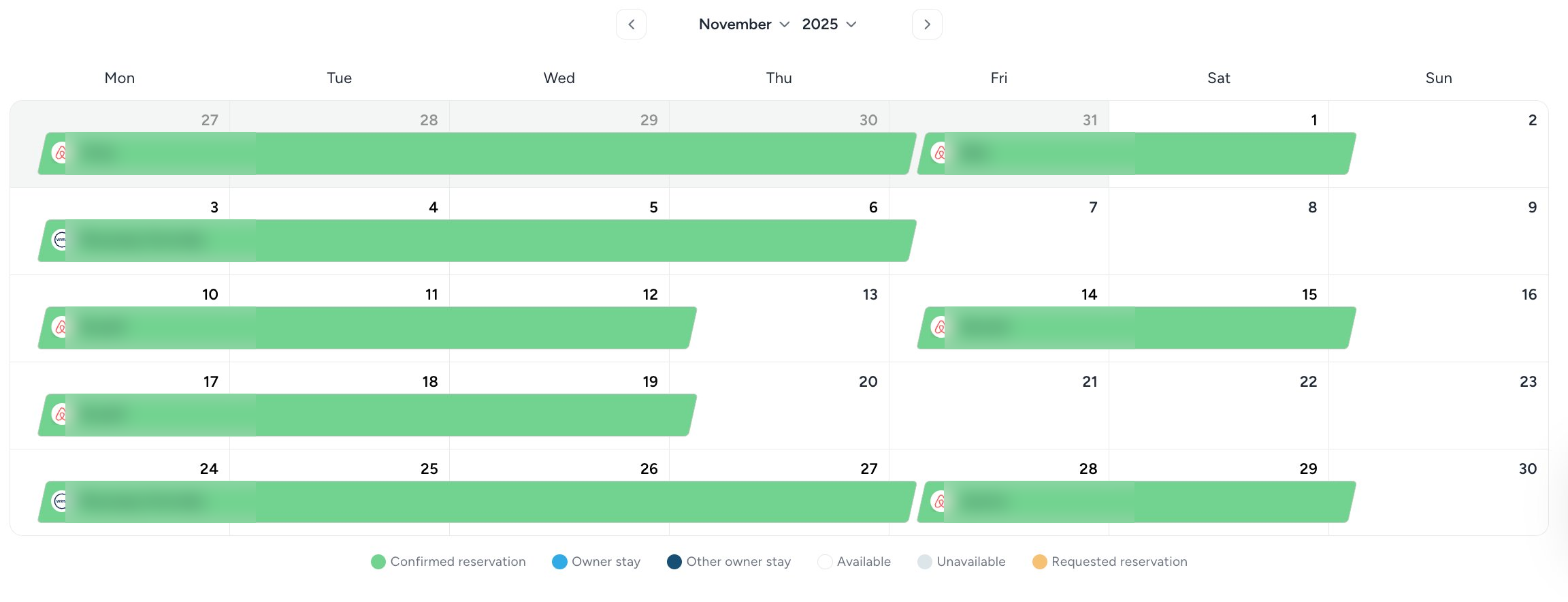 Booking calendar, booked solid