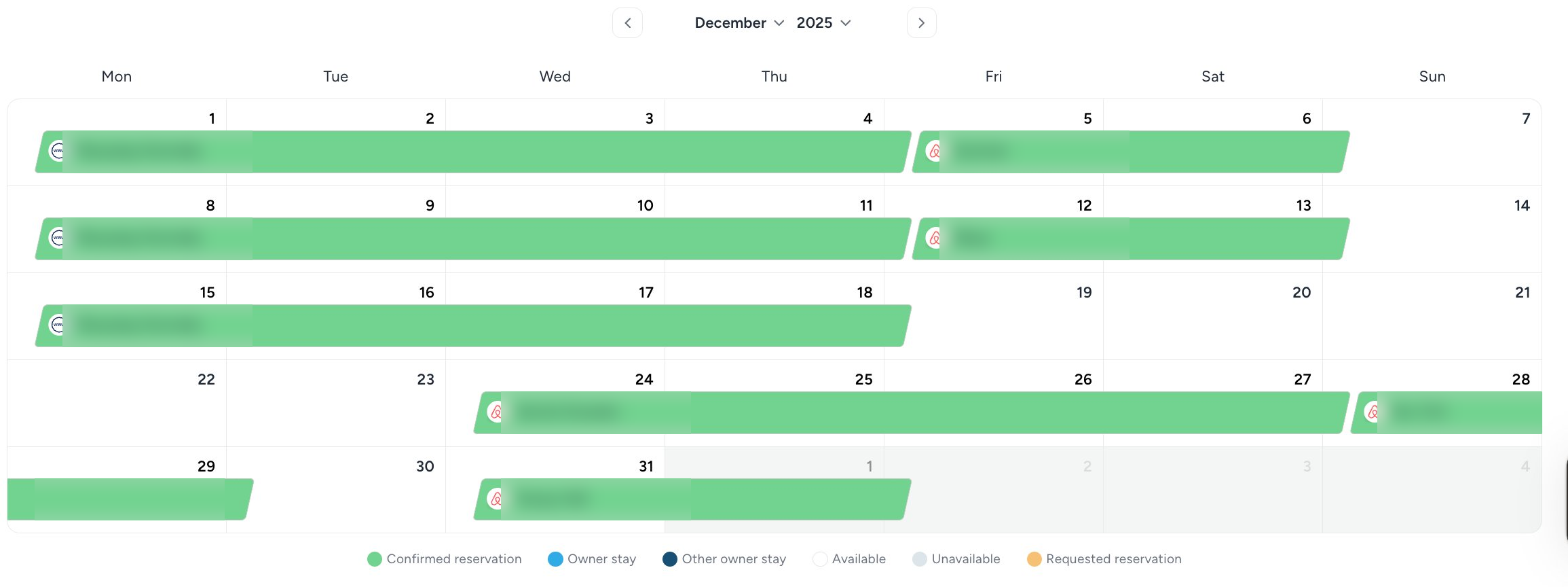 Booking calendar, booked solid