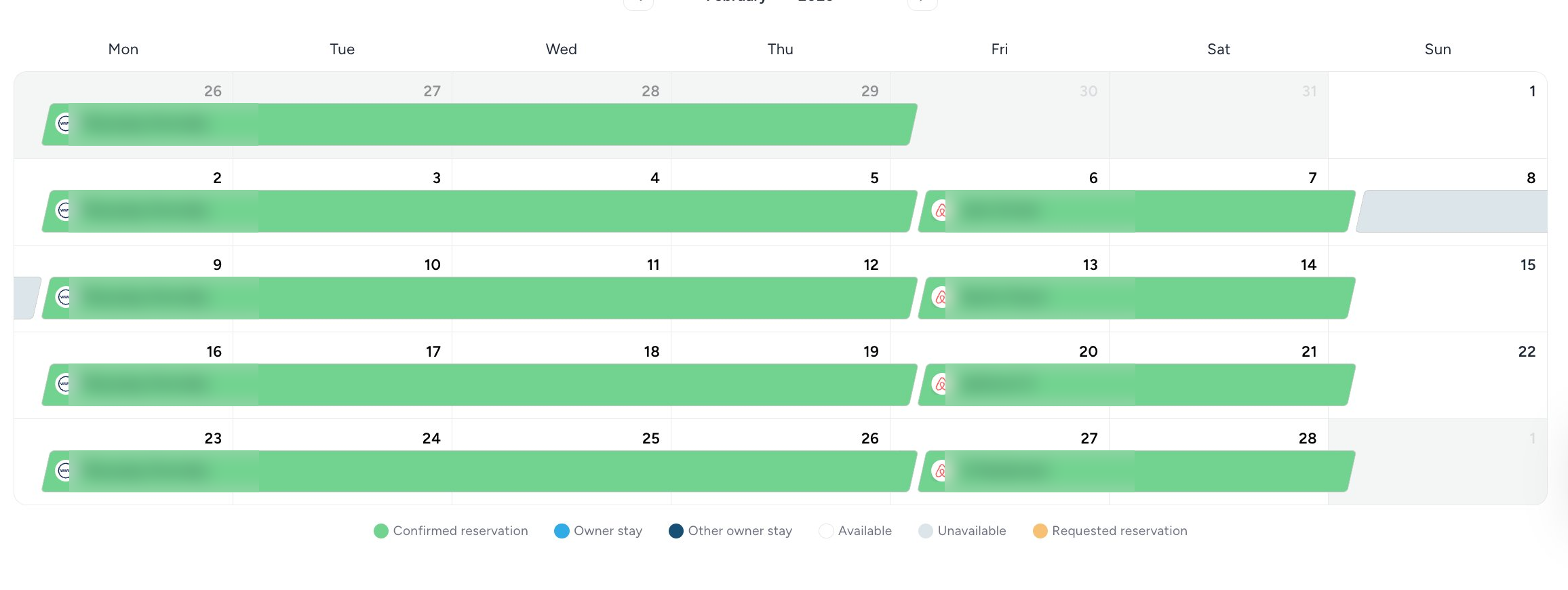 Booking calendar, booked solid