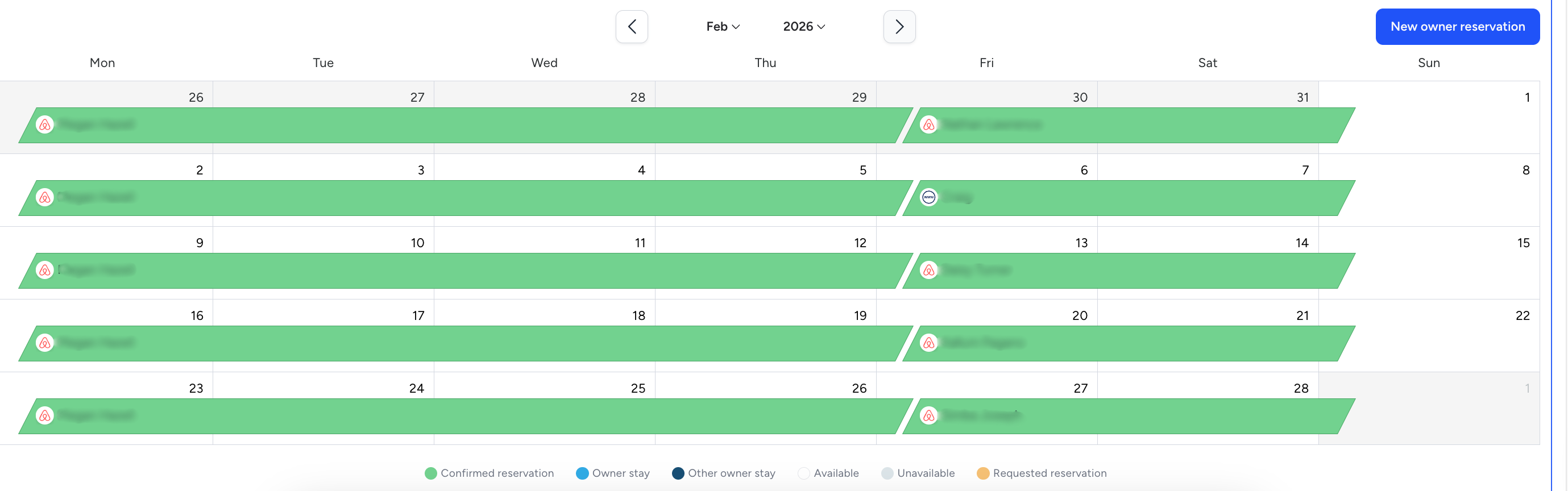 Booking calendar, booked solid