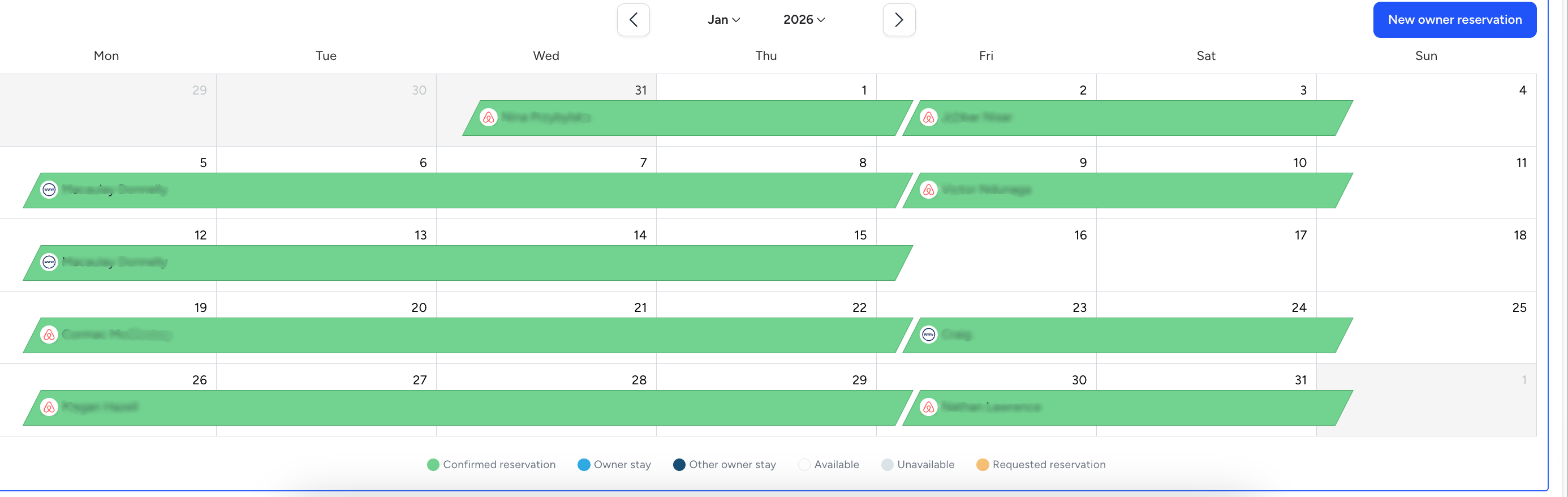Booking calendar, booked solid