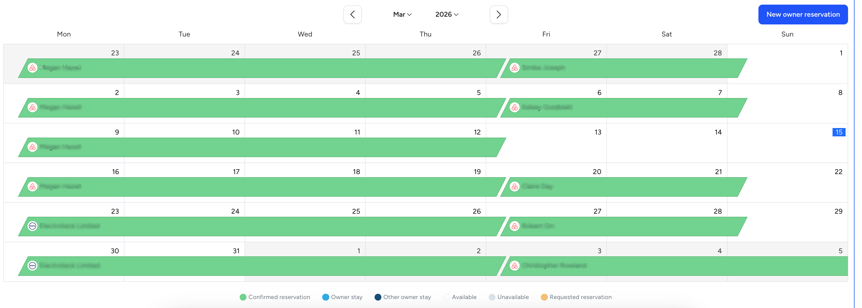 Booking calendar, booked solid